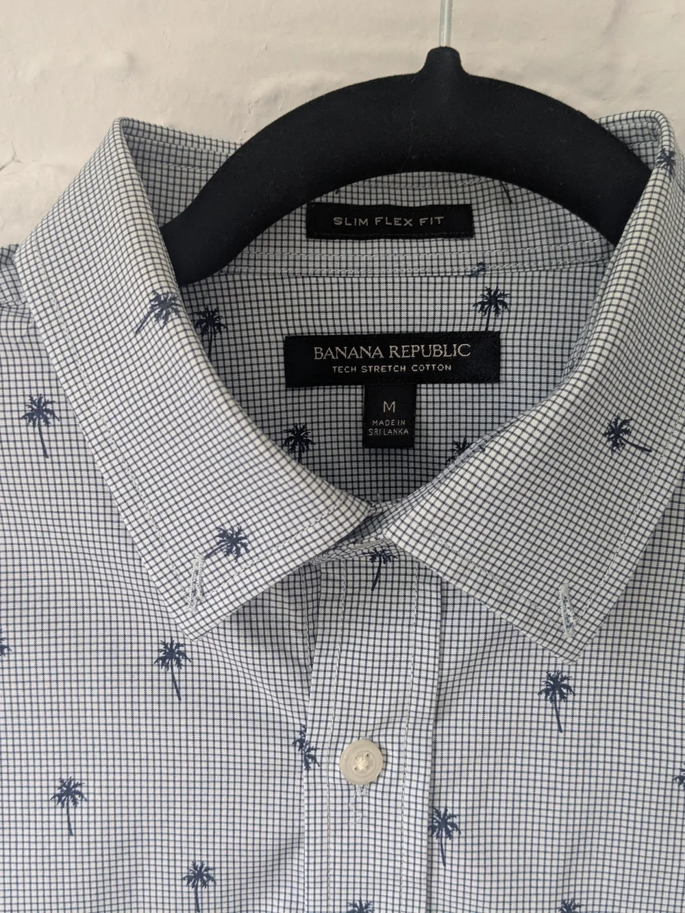 Banana Republic Light Blue Palm-Print Men's Button-Up Shirt